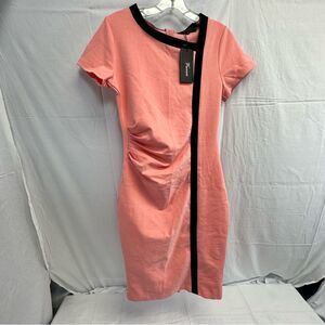 PEACH pink DRESS WITH BLACK STRIPE new with tag small